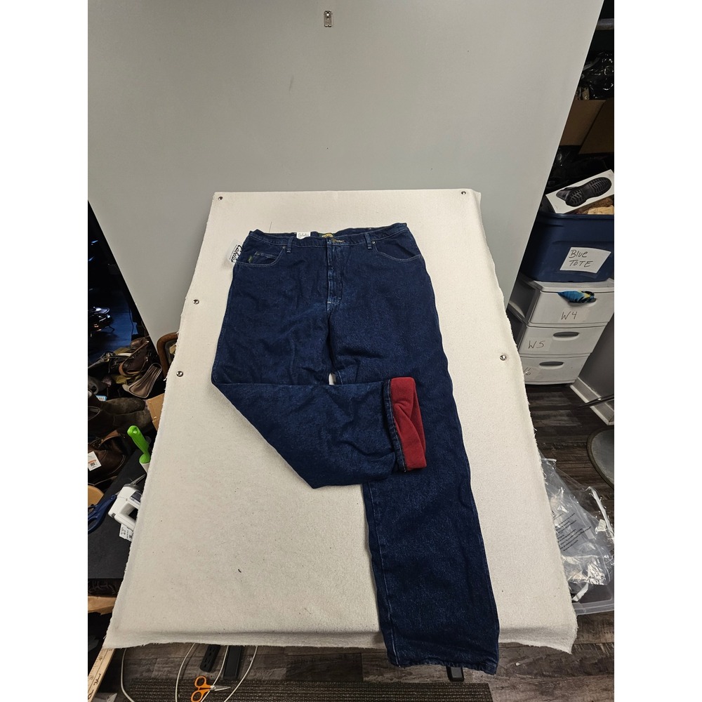 Cabelas Roughneck Fleece Lined Relaxed Fit Jeans Mens 42x34 Blue Denim Heavy